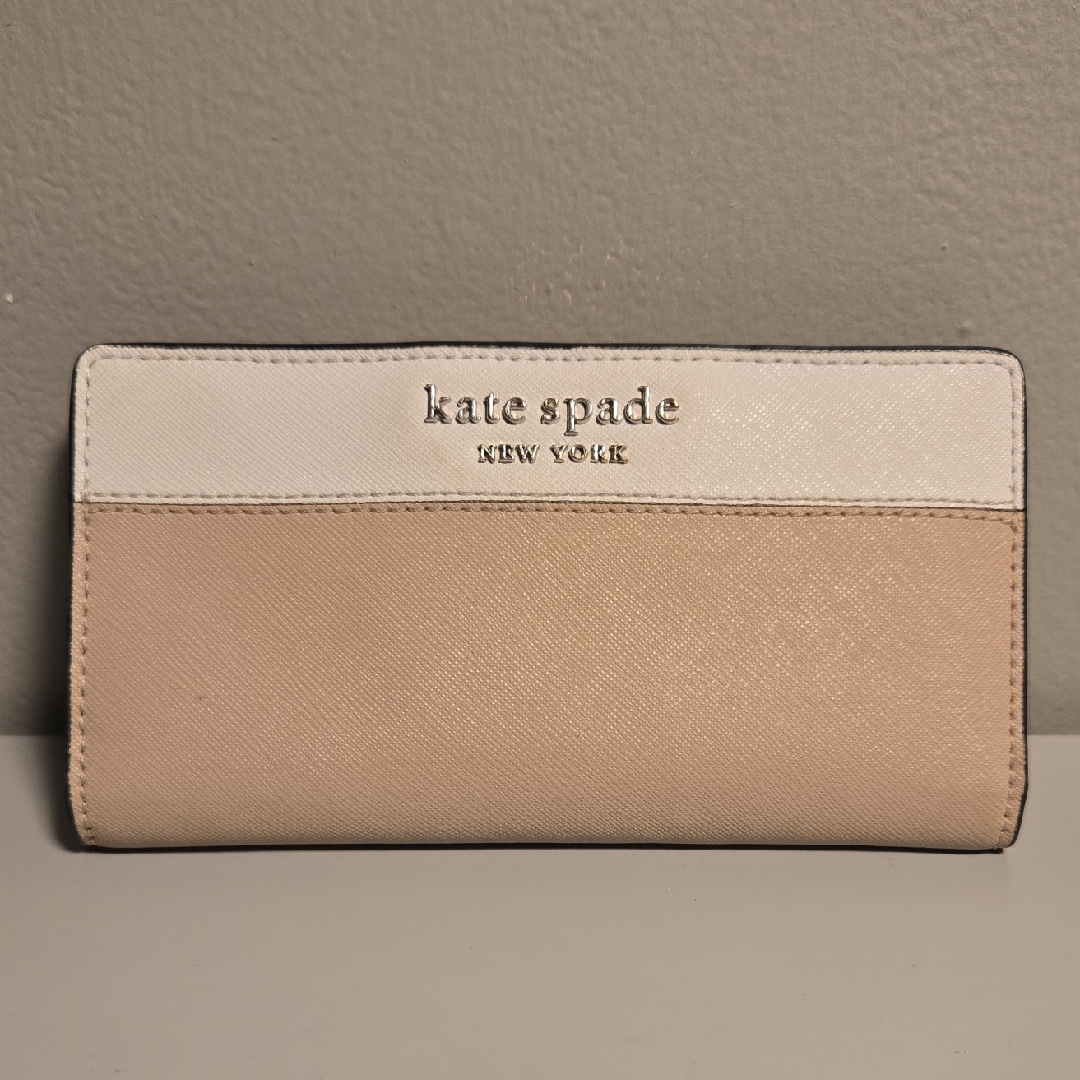 Kate Spade Two-Tone Cream And Beige Saffiano Wallet